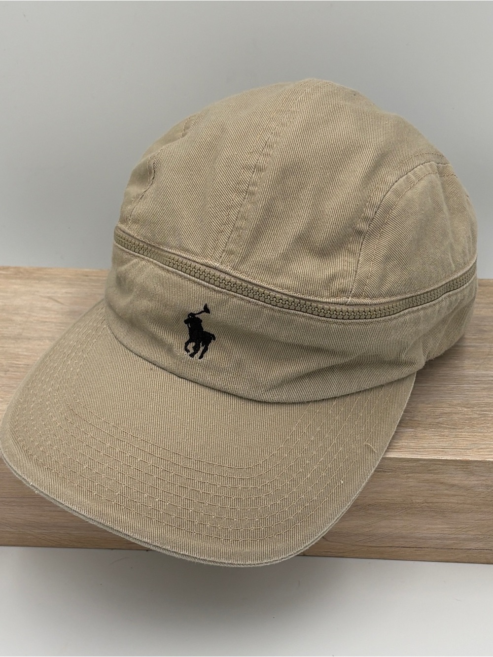 Rare 90s Polo by Ralph Lauren Khaki Cap that unzips to make a visor